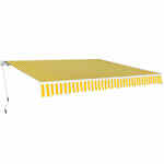 vidaXL Ročno zložljiva tenda 400 cm rumene in bele barve