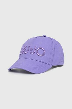 Bombažna bejzbolska kapa Liu Jo vijolična barva - vijolična. Kapa s šiltom vrste baseball iz kolekcije Liu Jo. Model izdelan iz materiala z nalepko.