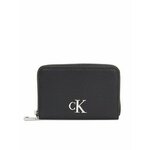 Calvin Klein Jeans Majhna ženska denarnica Minimal Monogram M Zip Around T K60K611970 Črna