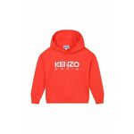 Otroški bombažen pulover Kenzo Kids rdeča barva, s kapuco - rdeča. Otroški pulover s kapuco iz kolekcije Kenzo Kids. Model, izdelan iz pletenine s potiskom.