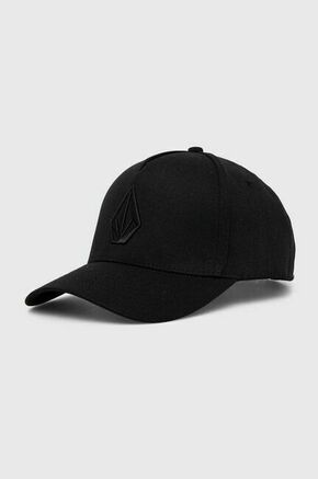Bombažna bejzbolska kapa Volcom črna barva - črna. Kapa s šiltom vrste baseball iz kolekcije Volcom. Model izdelan iz materiala z nalepko.