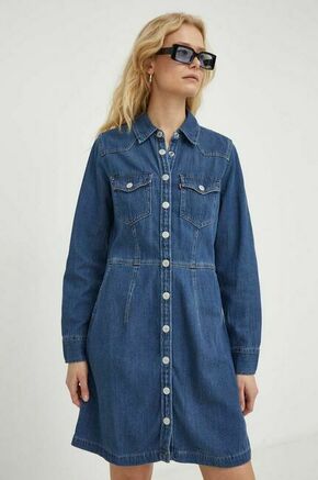Jeans obleka Levi's - modra. Obleka iz kolekcije Levi's. Model izdelan iz jeansa. Model iz izjemno udobne tkanine z visoko vsebnostjo liocela.
