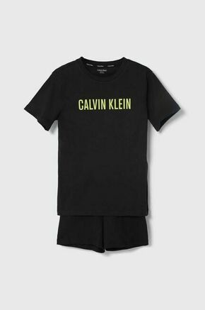 Otroška bombažna pižama Calvin Klein Underwear črna barva - črna. Otroški pižama iz kolekcije Calvin Klein Underwear. Model izdelan iz bombažnega materiala.