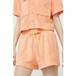 Kratke hlače UGG ženski, oranžna barva - oranžna. Kratke hlače iz kolekcije UGG, izdelane iz pletenine. Model iz mehke in na otip prijetne tkanine.