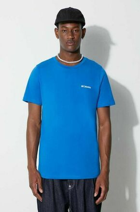 Bombažna kratka majica Columbia Rapid Ridge Back Graphic mornarsko modra barva - modra. Kratka majica iz kolekcije Columbia. Model izdelan iz elastične pletenine. Izjemno zračen