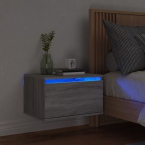 VidaXL Nočna stenska omarica z LED lučkami siva sonoma
