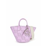 Usnjena torbica Karl Lagerfeld vijolična barva - vijolična. Majhna torbica iz kolekcije Karl Lagerfeld. Model na zapenjanje, izdelan iz naravnega usnja.