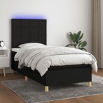 shumee Box spring postelja z vzmetnico LED črna 90x190 cm blago