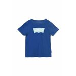 Otroška kratka majica Levi's - modra. Otroške kratka majica iz kolekcije Levi's. Model izdelan iz tanke, rahlo elastične pletenine.