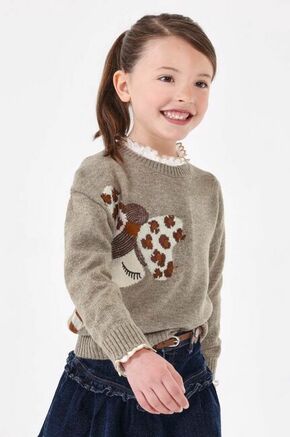 Otroški pulover s primesjo volne Mayoral bež barva - bež. Otroške Pulover iz kolekcije Mayoral. Model z okroglim izrezom