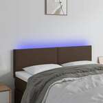 Greatstore LED posteljno vzglavje rjavo 144x5x78/88 cm umetno usnje