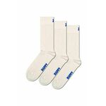 Nogavice Happy Socks Solid 3-pack bela barva - bela. Nogavice iz kolekcije Happy Socks. Model izdelan iz elastičnega, enobarvnega materiala. V kompletu so trije pari.