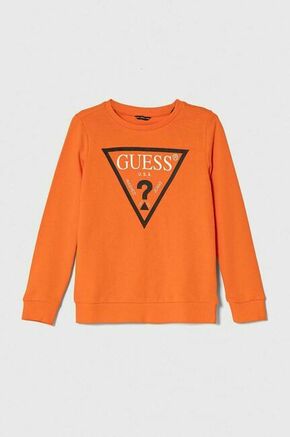Otroški bombažen pulover Guess oranžna barva - oranžna. Otroški pulover iz kolekcije Guess