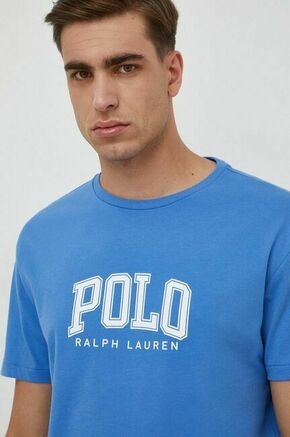 Bombažna kratka majica Polo Ralph Lauren moški - modra. Lahkotna majica iz kolekcije Polo Ralph Lauren