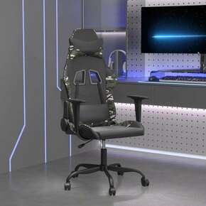 Shumee Masažni gaming stol črno in kamuflažno umetno usnje