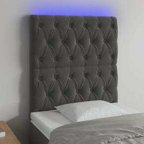 Greatstore LED posteljno vzglavje temno sivo 80x7x118/128 cm žamet