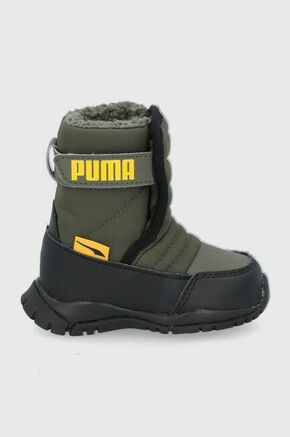 Otroške snežke Puma Puma Nieve Boot Wtr Ac Inf zelena barva - zelena. Zimski čevlji iz kolekcije Puma. Podloženi model izdelan iz kombinacije ekološkega usnja in tekstilnega materiala.