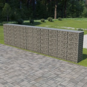 VidaXL Gabionska stena s pokrovi iz pocinkanega jekla 600x50x150 cm