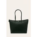 Torbica Lacoste črna barva - črna. Velika nakupovalna torbica iz kolekcije Lacoste. na zapenjanje, model izdelan iz ekološkega usnja.