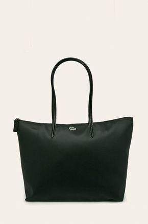 Torbica Lacoste črna barva - črna. Velika nakupovalna torbica iz kolekcije Lacoste. na zapenjanje
