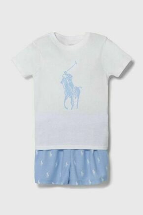 Otroška pižama Polo Ralph Lauren - modra. Otroški pižama iz kolekcije Polo Ralph Lauren. Model izdelan iz dveh različnih materialov.