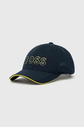 Kapa BOSS Boss Athleisure mornarsko modra barva - mornarsko modra. Kapa s šiltom vrste baseball iz kolekcije BOSS. Model izdelan iz tkanine z nalepko.