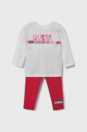 Otroški bombažen komplet Guess bela barva - bela. Komplet za dojenčke iz kolekcije Guess. Model izdelan iz udobnega