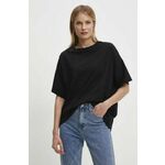 Bombažna kratka majica Answear Lab ženski, črna barva - črna. Kratka majica iz kolekcije Answear Lab, izdelana iz enobarvne pletenine. Model iz izjemno udobne bombažne tkanine.