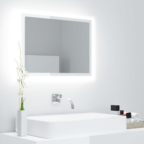 Shumee LED ogledalo za kopalnico belo visoko sijajno 60x8