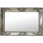 VIDAXL Stensko ogledalo v baročnem stilu 60x40 cm srebrno