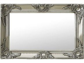 VIDAXL Stensko ogledalo v baročnem stilu 60x40 cm srebrno
