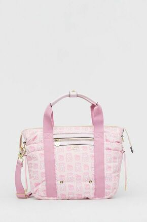 Guess previjalna torba za voziček - roza. ACC iz kolekcije Guess. Izjemno mehak material.