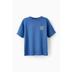 Otroška bombažna kratka majica zippy - modra. Otroške kratka majica iz kolekcije zippy. Model izdelan iz tanke, rahlo elastične pletenine.
