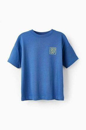 Otroška bombažna kratka majica zippy - modra. Otroške kratka majica iz kolekcije zippy. Model izdelan iz tanke