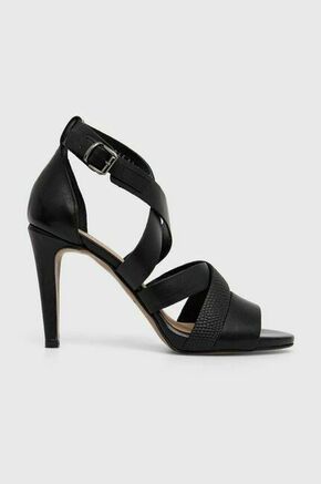 Usnjeni sandali Wojas 7604551 črna barva - črna. Sandali iz kolekcije Wojas. Model izdelan iz naravnega usnja. Visokokakovosten izdelek
