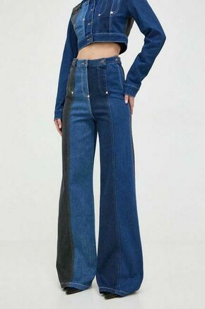 Kavbojke Moschino Jeans ženski - modra. Kavbojke iz kolekcije Moschino Jeans wide leg kroja