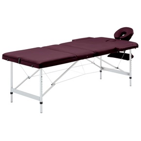 VidaXL Zložljiva masažna miza 3-conska aluminij vijolična