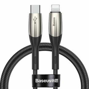 WEBHIDDENBRAND BASEUS trpežen najlonski USB kabel Tip C PD / Lightning 18W QC3.0 1m črn (CATLSP-01)