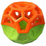 WEBHIDDENBRAND Igrača DOG FANTASY Žoga z geometrijskimi oblikami žvižgajoča oranžno-zelena - 8,5 cm