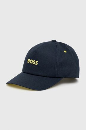 Bombažna kapa BOSS Boss Casual mornarsko modra barva - mornarsko modra. Kapa s šiltom vrste baseball iz kolekcije BOSS. Model izdelan iz tkanine z nalepko.