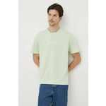 Bombažna kratka majica Calvin Klein zelena barva - zelena. Kratka majica iz kolekcije Calvin Klein, izdelana iz pletenine s potiskom. Model iz izjemno udobne bombažne tkanine.
