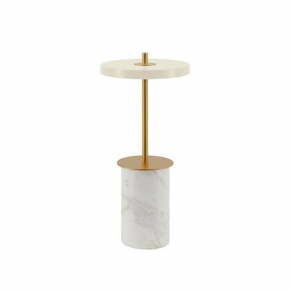 Kremno bela marmorna LED zatemnitvena namizna svetilka s kovinskim senčnikom (višina 25