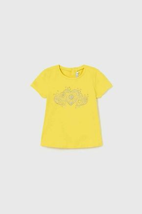 Kratka majica za dojenčka Mayoral rumena barva - rumena. Kratka majica za dojenčka iz kolekcije Mayoral. Model izdelan iz pletenine s potiskom.