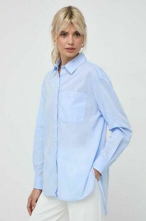 Bombažna srajca MAX&amp;Co. ženska - modra. Srajca iz kolekcije MAX&amp;Co. Izdelana iz enobarvne tkanine. Model iz izjemno udobne bombažne tkanine.