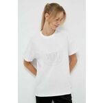 Bombažna kratka majica Dkny bela barva - bela. Kratka majica iz kolekcije Dkny, izdelana iz tanke, elastične pletenine. Model iz izjemno udobne bombažne tkanine.
