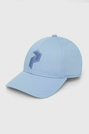 Bombažna bejzbolska kapa Peak Performance mornarsko modra barva - modra. Kapa s šiltom vrste baseball iz kolekcije Peak Performance. Model izdelan iz tkanine z nalepko.