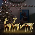 Družuna božičnih jelenov 270x7x90 cm zlata toplo bela mreža