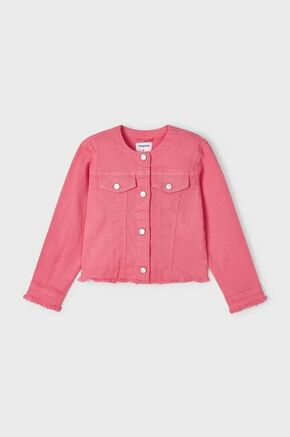 Otroška jeans jakna Mayoral roza barva - roza. Otroška Jakna iz kolekcije Mayoral. Nepodloženi model izdelan iz enobarvnega materiala.