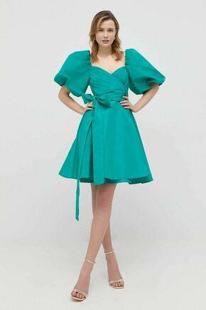 Obleka Pinko zelena barva - zelena. Obleka iz kolekcije Pinko. Nabran model izdelan iz enobarvne tkanine.