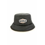 Otroški klobuk BOSS črna barva - črna. Otroške klobuk iz kolekcije BOSS. Model z ozkim robom, izdelan iz materiala z nalepko.